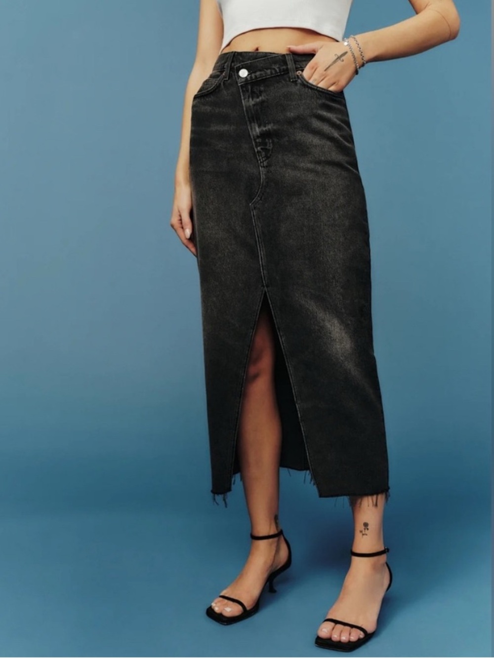 Reformation Nila Long Denim Skirt